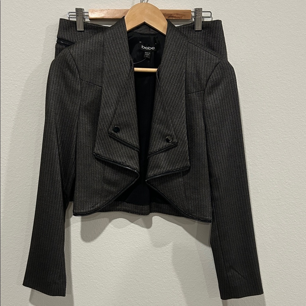 Bebe Charcoal Pinstripe Women's Two Piece Skirt Suit